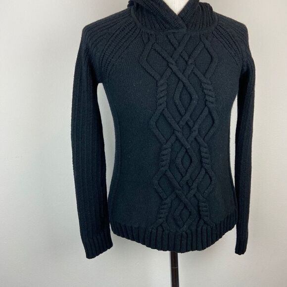 Athleta Merino Wool Hooded Cable Knit Sweater - Picture 3 of 6